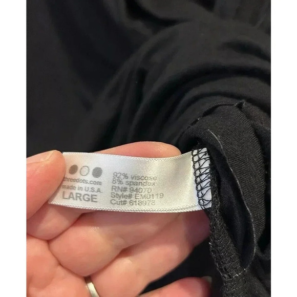 Vintage Three Dots Viscose Black Drape Front Blouse Top Size Large Made In USA - Picture 6 of 6